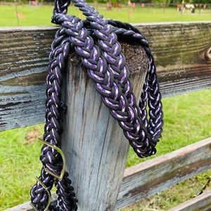 NEW - Black & Purple Camo 9 Strand Paracord 7.5’ Pre-Shrunk Adjustable Reins